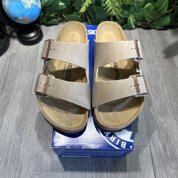 Birkenstock New w/ Box Arizona Tobacco Brown Oiled Leather Men’s 43 M 10 - Picture 2 of 8